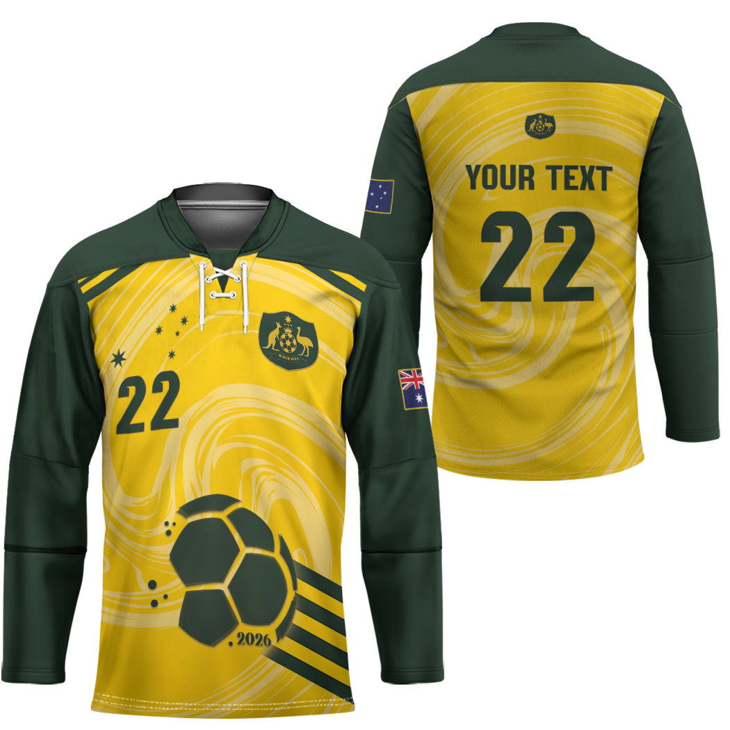 Australia Socceroos 2026 Custom Hockey Jersey Golden Sporty Style