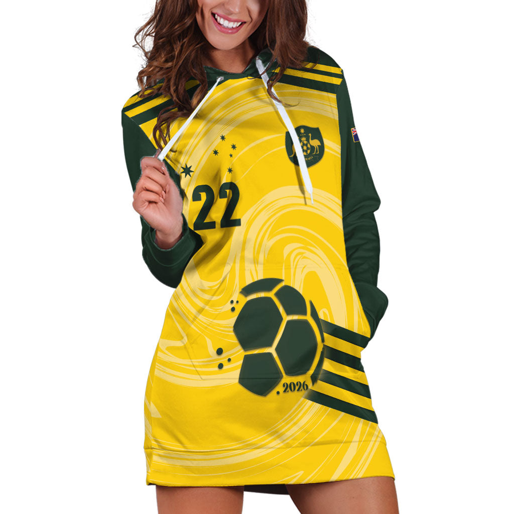 Australia Socceroos 2026 Custom Hoodie Dress Golden Sporty Style
