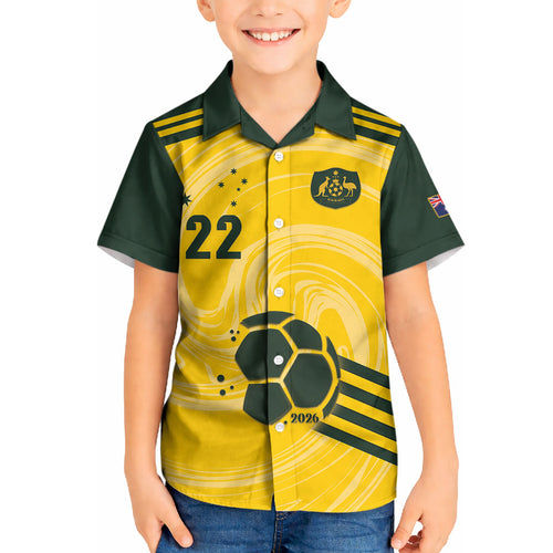 Australia Socceroos 2026 Custom Kid Hawaiian Shirt Golden Sporty Style