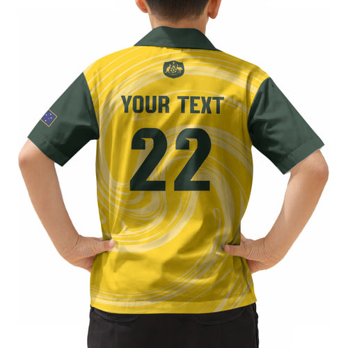 Australia Socceroos 2026 Custom Kid Hawaiian Shirt Golden Sporty Style