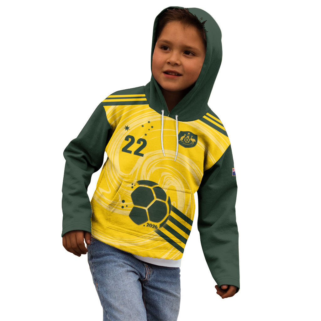 Australia Socceroos 2026 Custom Kid Hoodie Golden Sporty Style