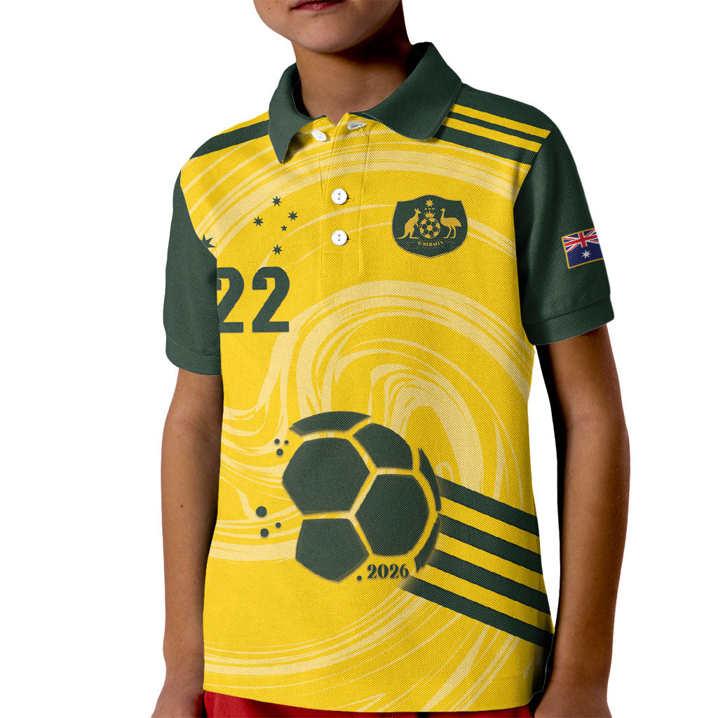 Australia Socceroos 2026 Custom Kid Polo Shirt Golden Sporty Style