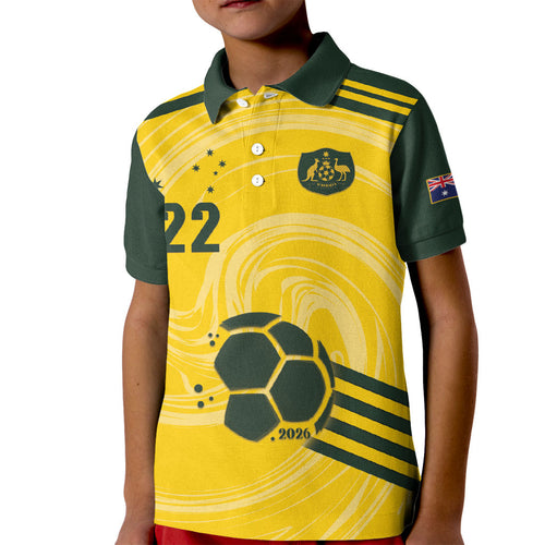 Australia Socceroos 2026 Custom Kid Polo Shirt Golden Sporty Style