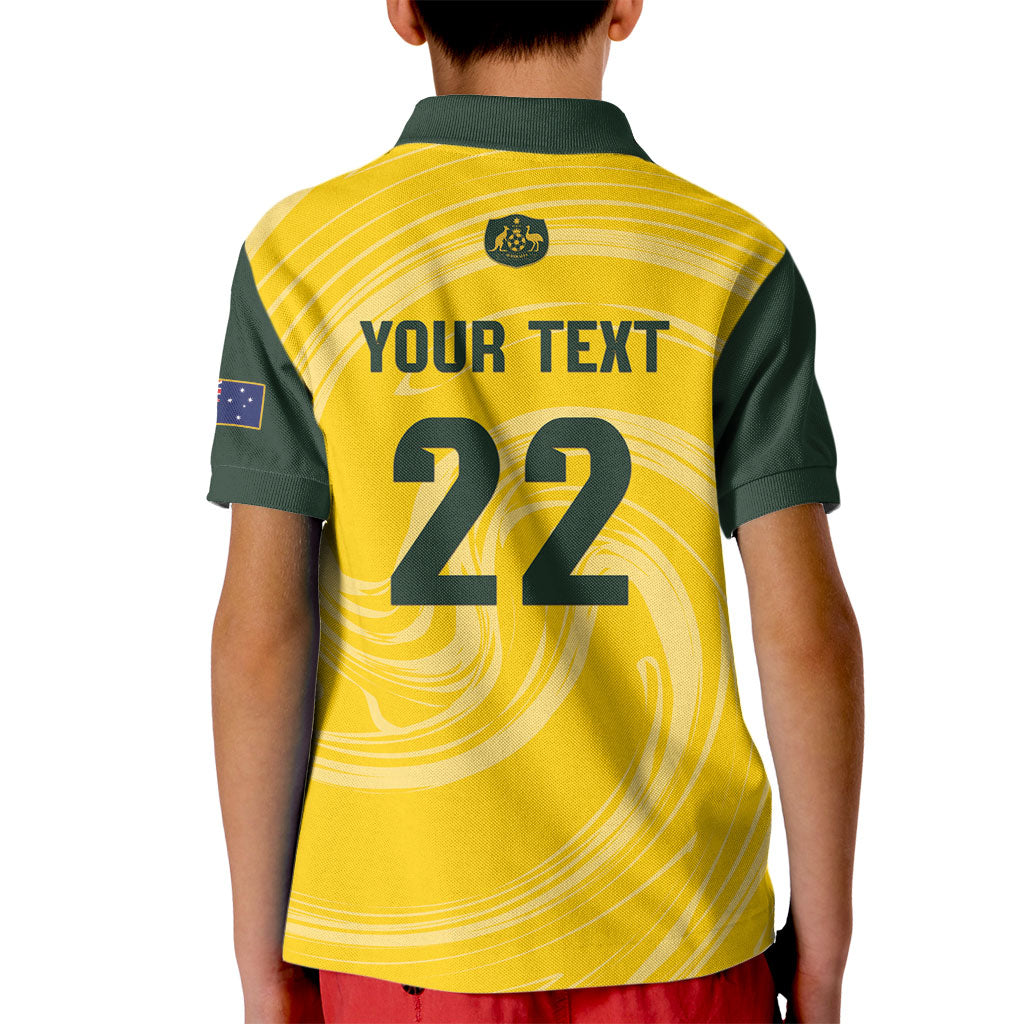 Australia Socceroos 2026 Custom Kid Polo Shirt Golden Sporty Style