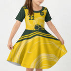 Australia Socceroos 2026 Custom Kid Short Sleeve Dress Golden Sporty Style