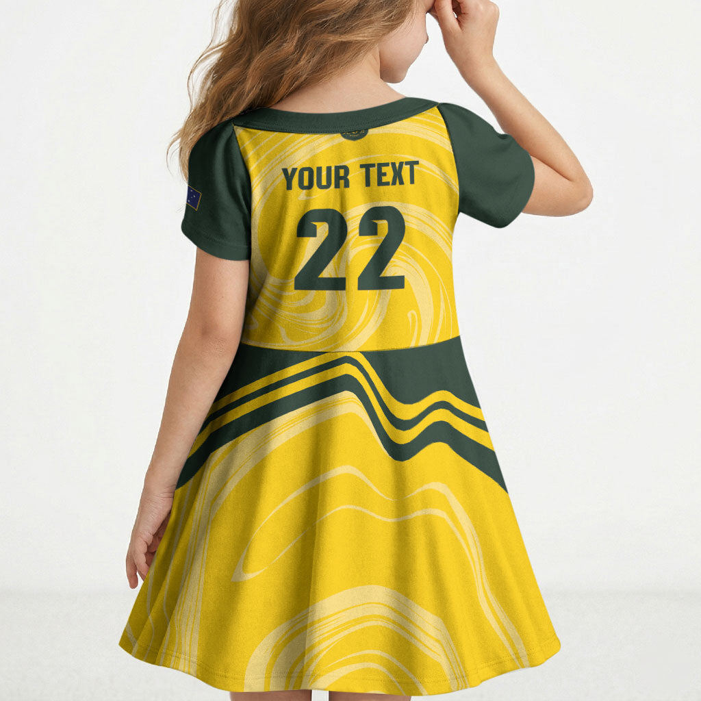 Australia Socceroos 2026 Custom Kid Short Sleeve Dress Golden Sporty Style