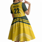 Australia Socceroos 2026 Custom Kid Short Sleeve Dress Golden Sporty Style