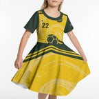 Australia Socceroos 2026 Custom Kid Short Sleeve Dress Golden Sporty Style