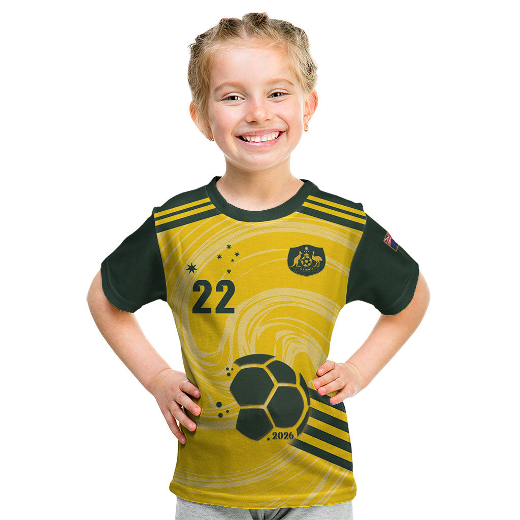 Australia Socceroos 2026 Custom Kid T Shirt Golden Sporty Style