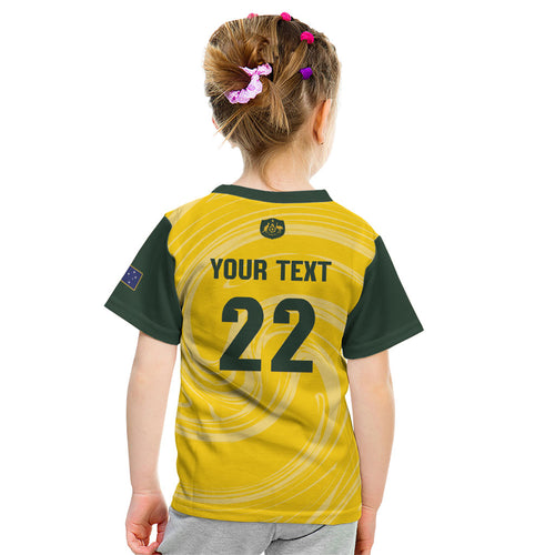 Australia Socceroos 2026 Custom Kid T Shirt Golden Sporty Style