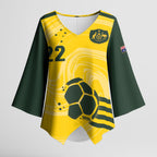 Australia Socceroos 2026 Custom Kimono Sleeve Blouse Golden Sporty Style