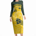 Australia Socceroos 2026 Custom Long Sleeve Bodycon Dress Golden Sporty Style