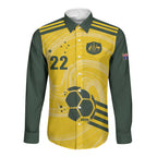 Australia Socceroos 2026 Custom Long Sleeve Button Shirt Golden Sporty Style