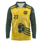 Australia Socceroos 2026 Custom Long Sleeve Polo Shirt Golden Sporty Style