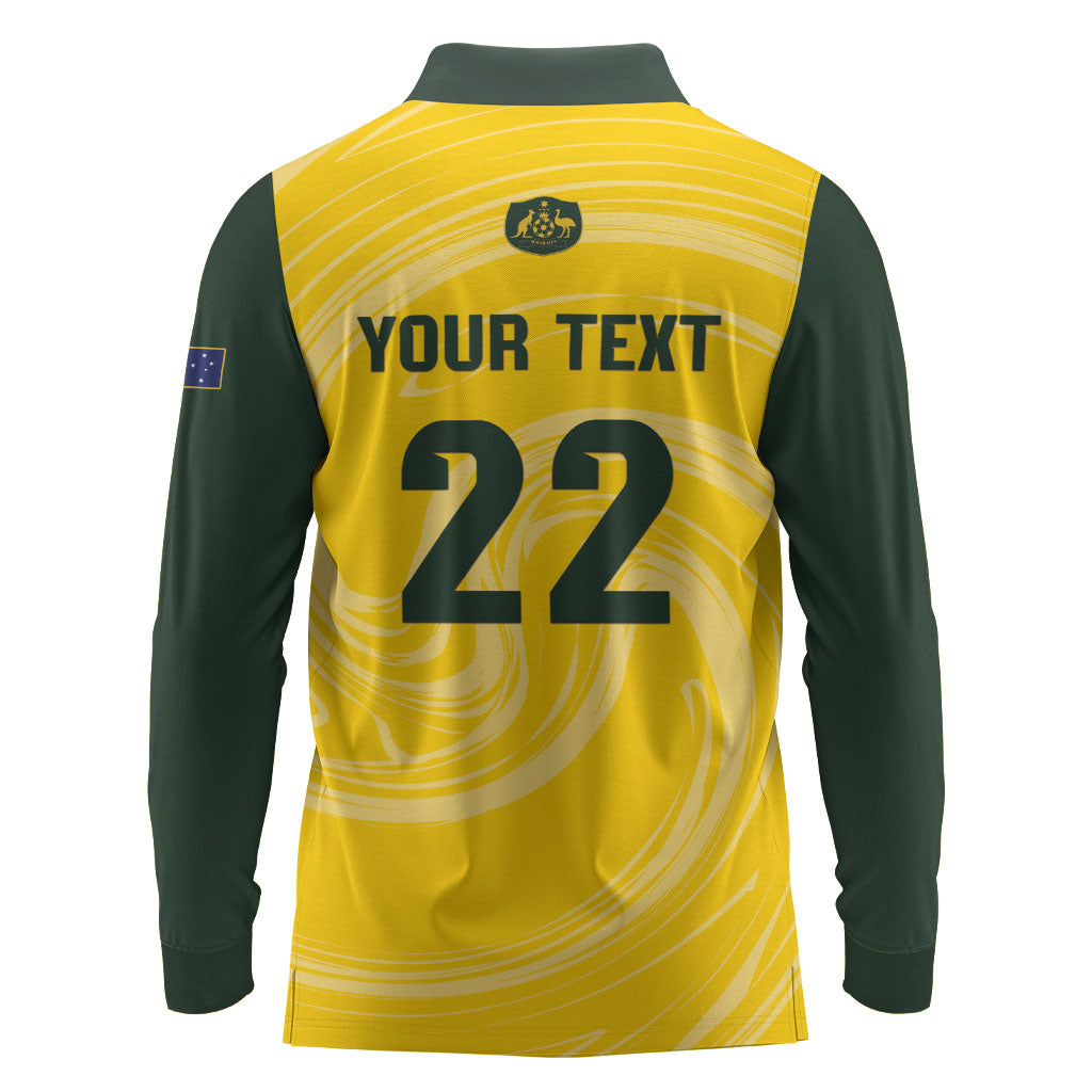 Australia Socceroos 2026 Custom Long Sleeve Polo Shirt Golden Sporty Style