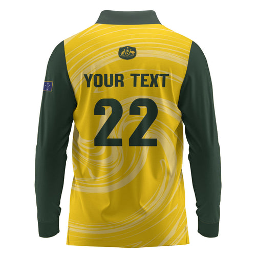 Australia Socceroos 2026 Custom Long Sleeve Polo Shirt Golden Sporty Style