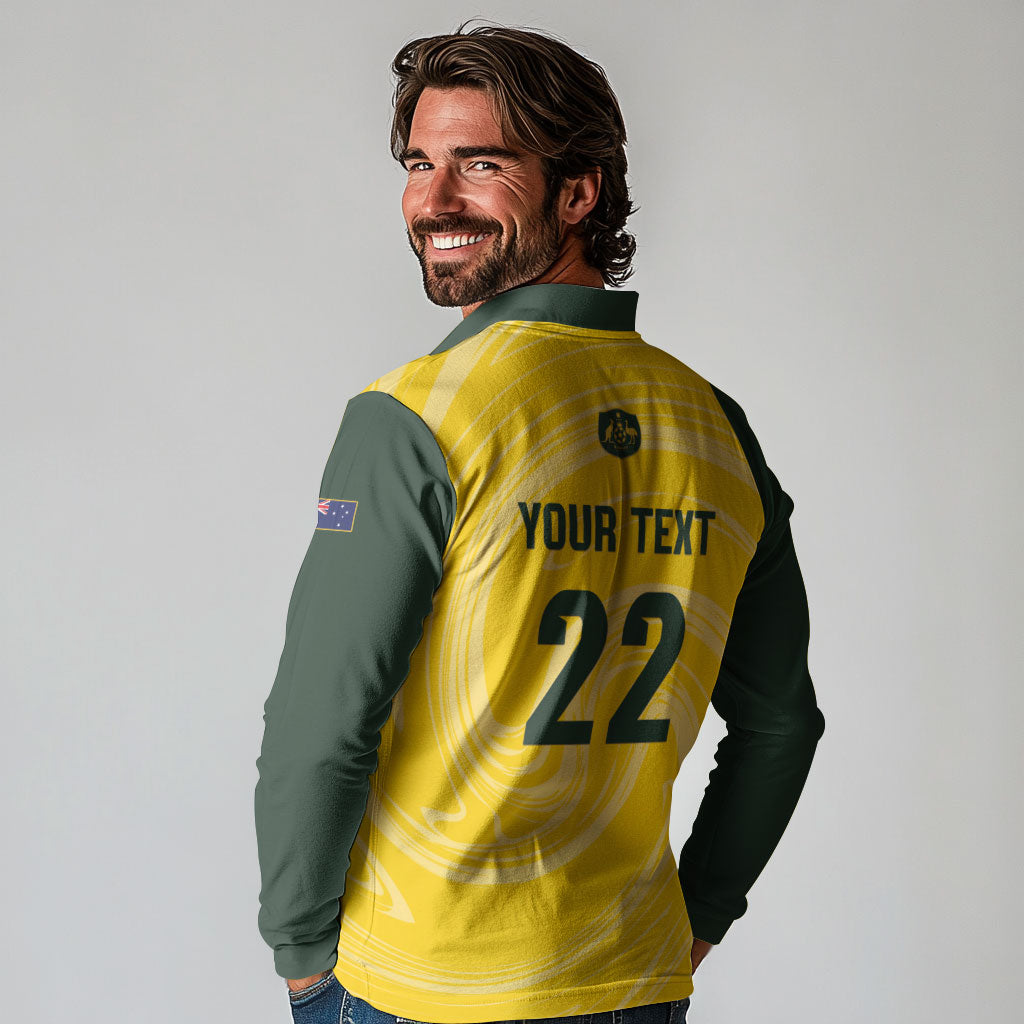 Australia Socceroos 2026 Custom Long Sleeve Polo Shirt Golden Sporty Style