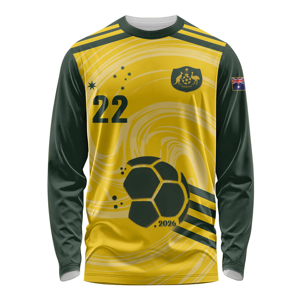 Australia Socceroos 2026 Custom Long Sleeve Shirt Golden Sporty Style