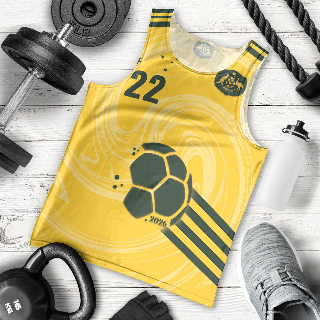Australia Socceroos 2026 Custom Men Tank Top Golden Sporty Style