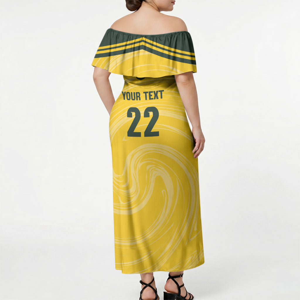 Australia Socceroos 2026 Custom Off Shoulder Maxi Dress Golden Sporty Style