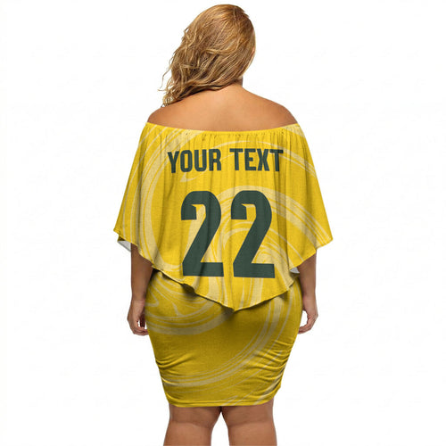 Australia Socceroos 2026 Custom Off Shoulder Short Dress Golden Sporty Style