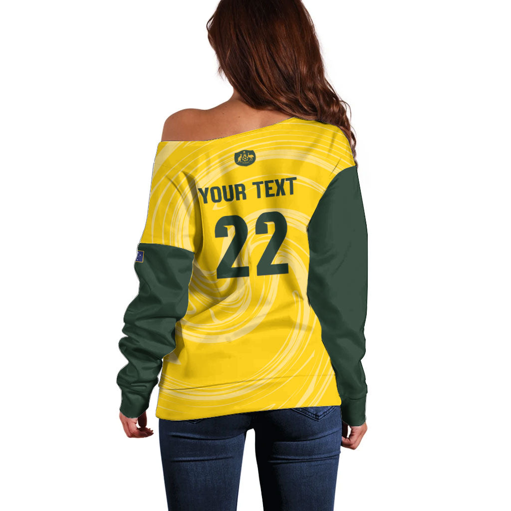 Australia Socceroos 2026 Custom Off Shoulder Sweater Golden Sporty Style