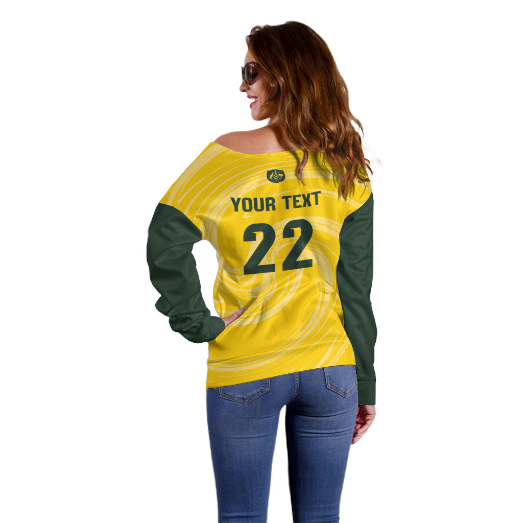 Australia Socceroos 2026 Custom Off Shoulder Sweater Golden Sporty Style