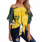 Australia Socceroos 2026 Custom Off Shoulder Wrap Waist Top Golden Sporty Style