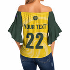 Australia Socceroos 2026 Custom Off Shoulder Wrap Waist Top Golden Sporty Style