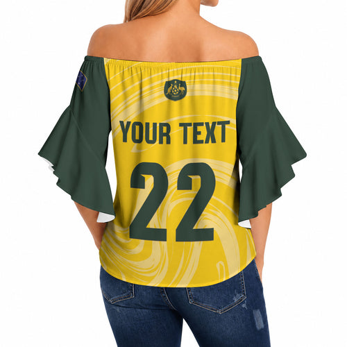 Australia Socceroos 2026 Custom Off Shoulder Wrap Waist Top Golden Sporty Style