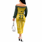 Australia Socceroos 2026 Custom Off The Shoulder Long Sleeve Dress Golden Sporty Style