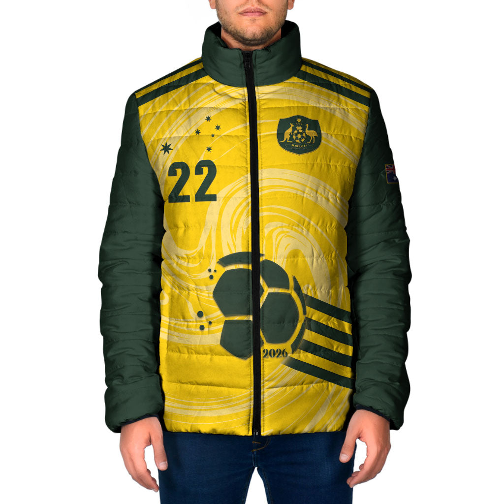 Australia Socceroos 2026 Custom Padded Jacket Golden Sporty Style