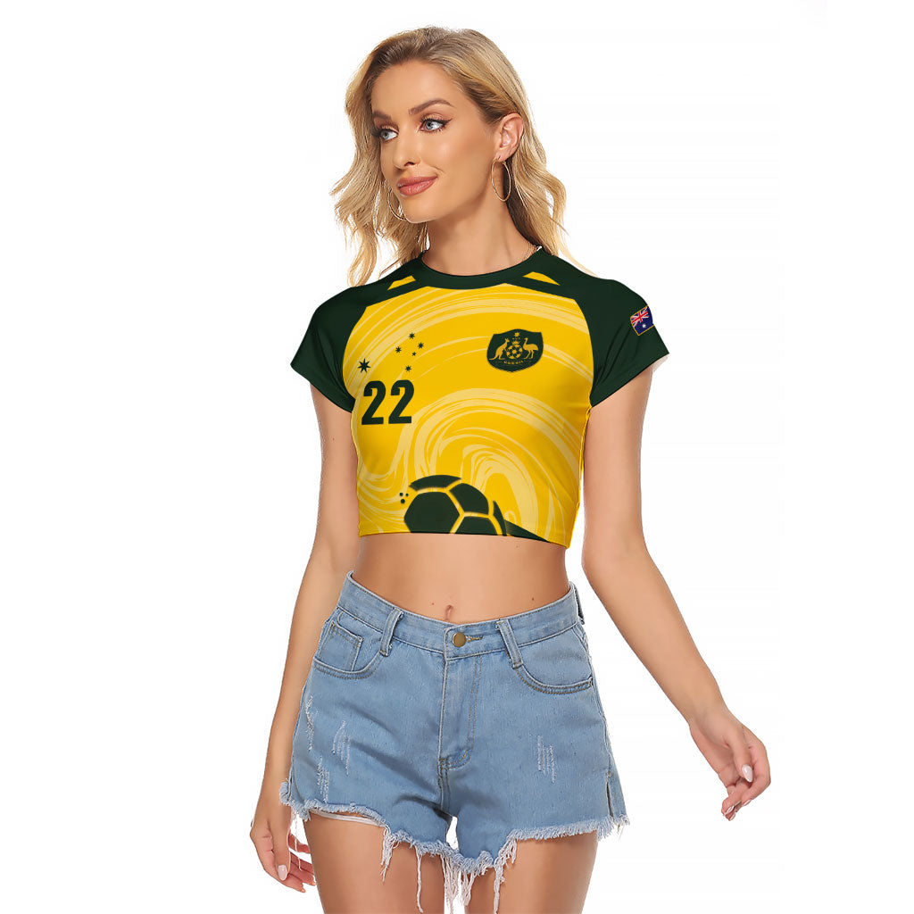 Australia Socceroos 2026 Custom Raglan Cropped T Shirt Golden Sporty Style