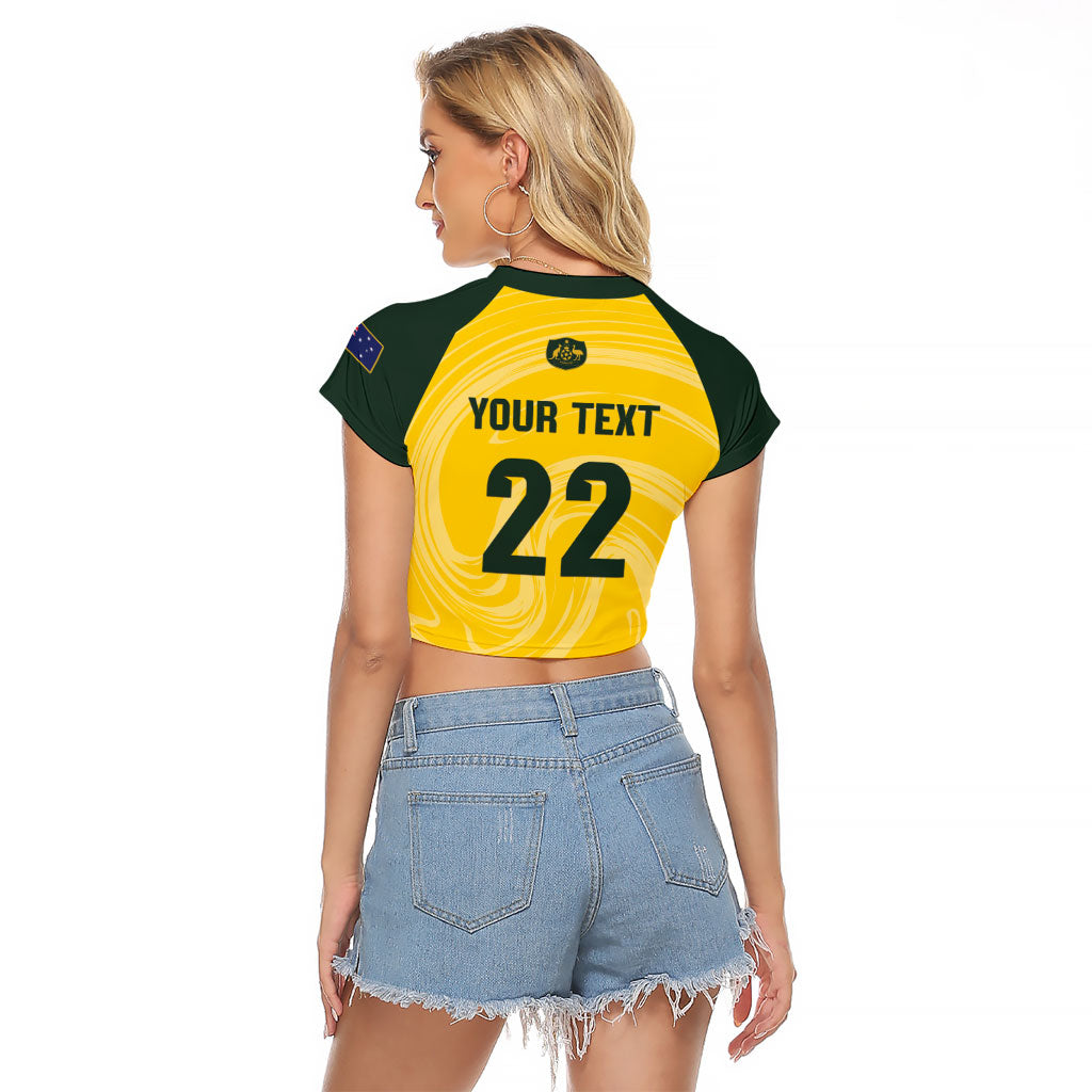 Australia Socceroos 2026 Custom Raglan Cropped T Shirt Golden Sporty Style