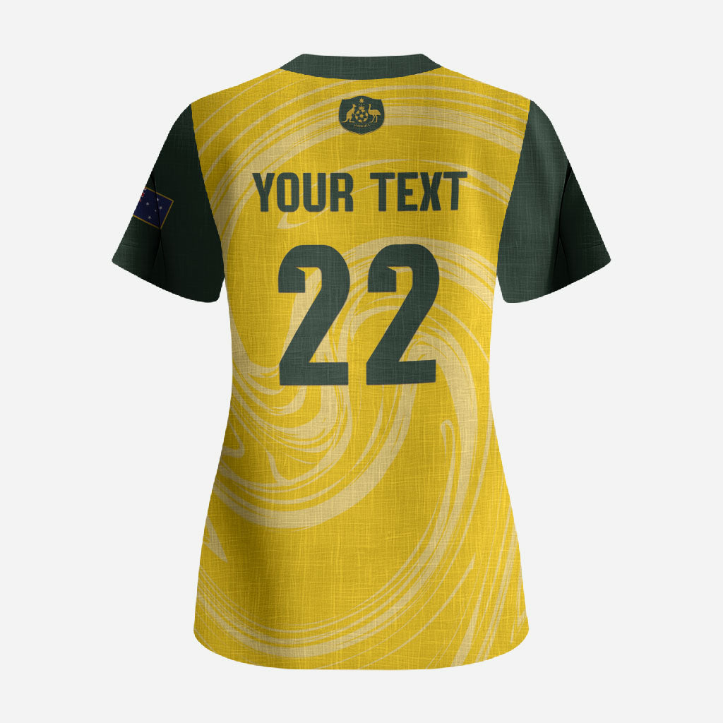 Australia Socceroos 2026 Custom Scrub Top Golden Sporty Style