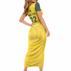 Australia Socceroos 2026 Custom Short Sleeve Bodycon Dress Golden Sporty Style
