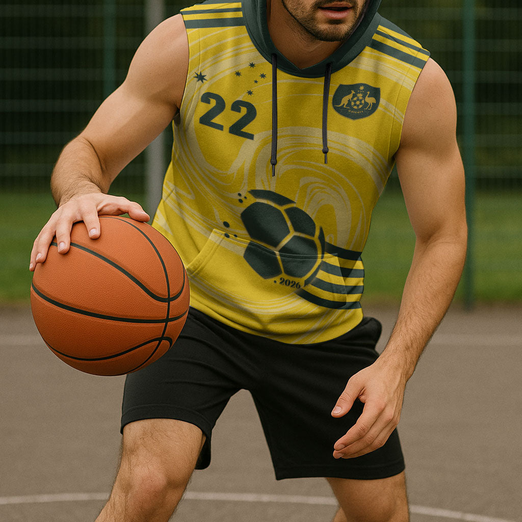Australia Socceroos 2026 Custom Sleeveless Hoodie Golden Sporty Style