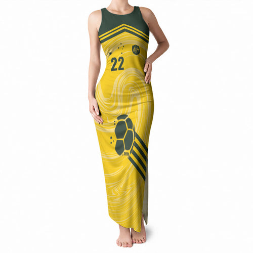 Australia Socceroos 2026 Custom Tank Maxi Dress Golden Sporty Style
