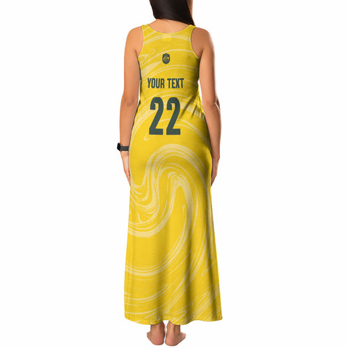 Australia Socceroos 2026 Custom Tank Maxi Dress Golden Sporty Style
