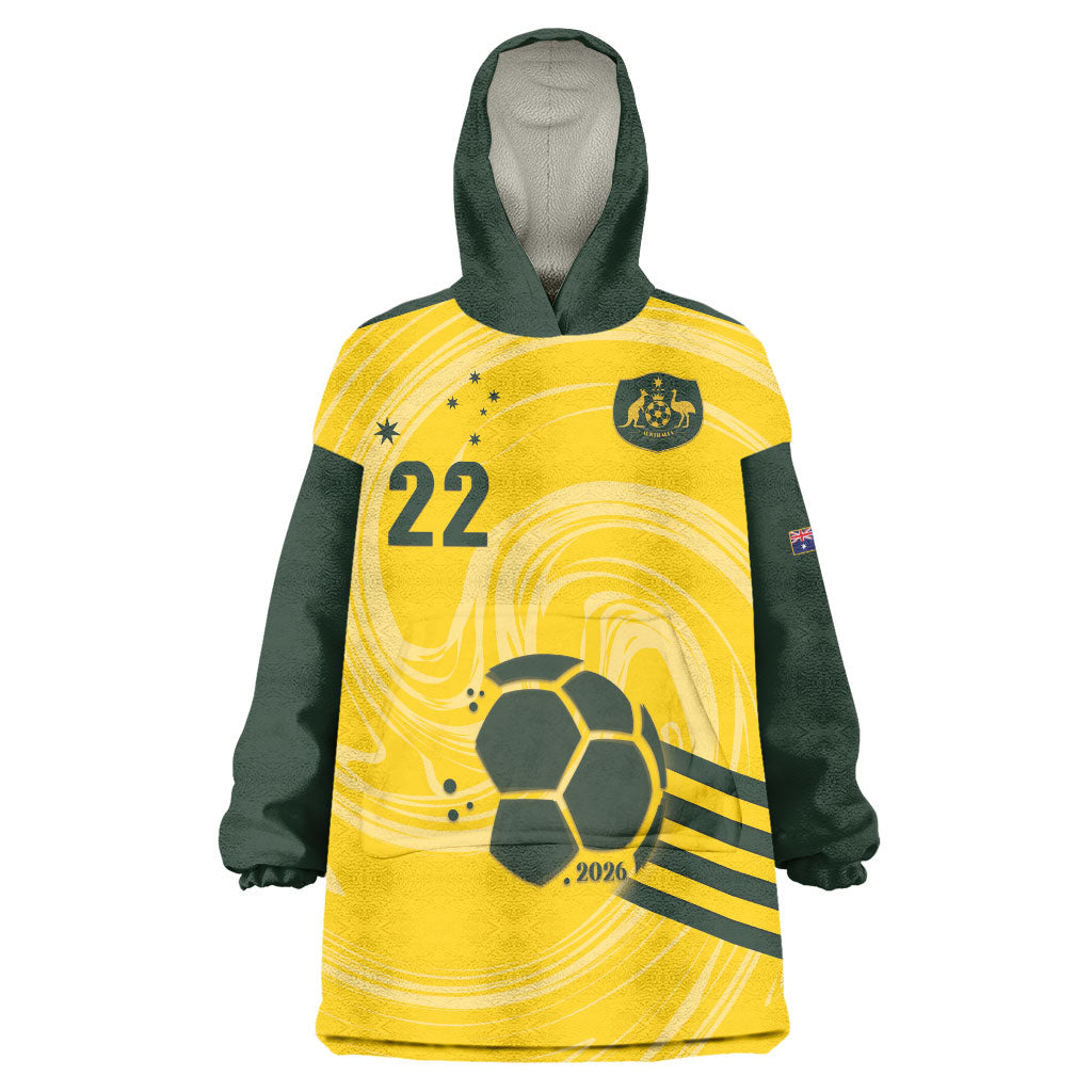Australia Socceroos 2026 Custom Wearable Blanket Hoodie Golden Sporty Style