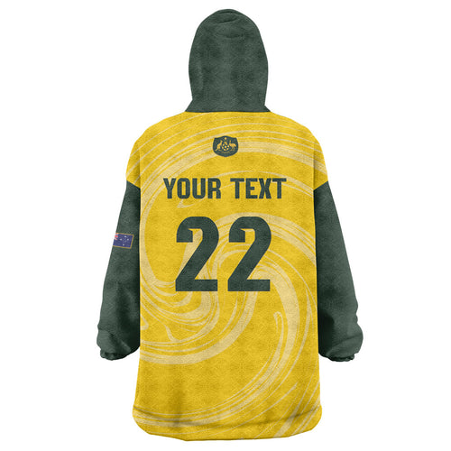 Australia Socceroos 2026 Custom Wearable Blanket Hoodie Golden Sporty Style