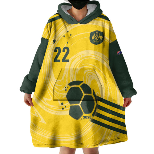 Australia Socceroos 2026 Custom Wearable Blanket Hoodie Golden Sporty Style