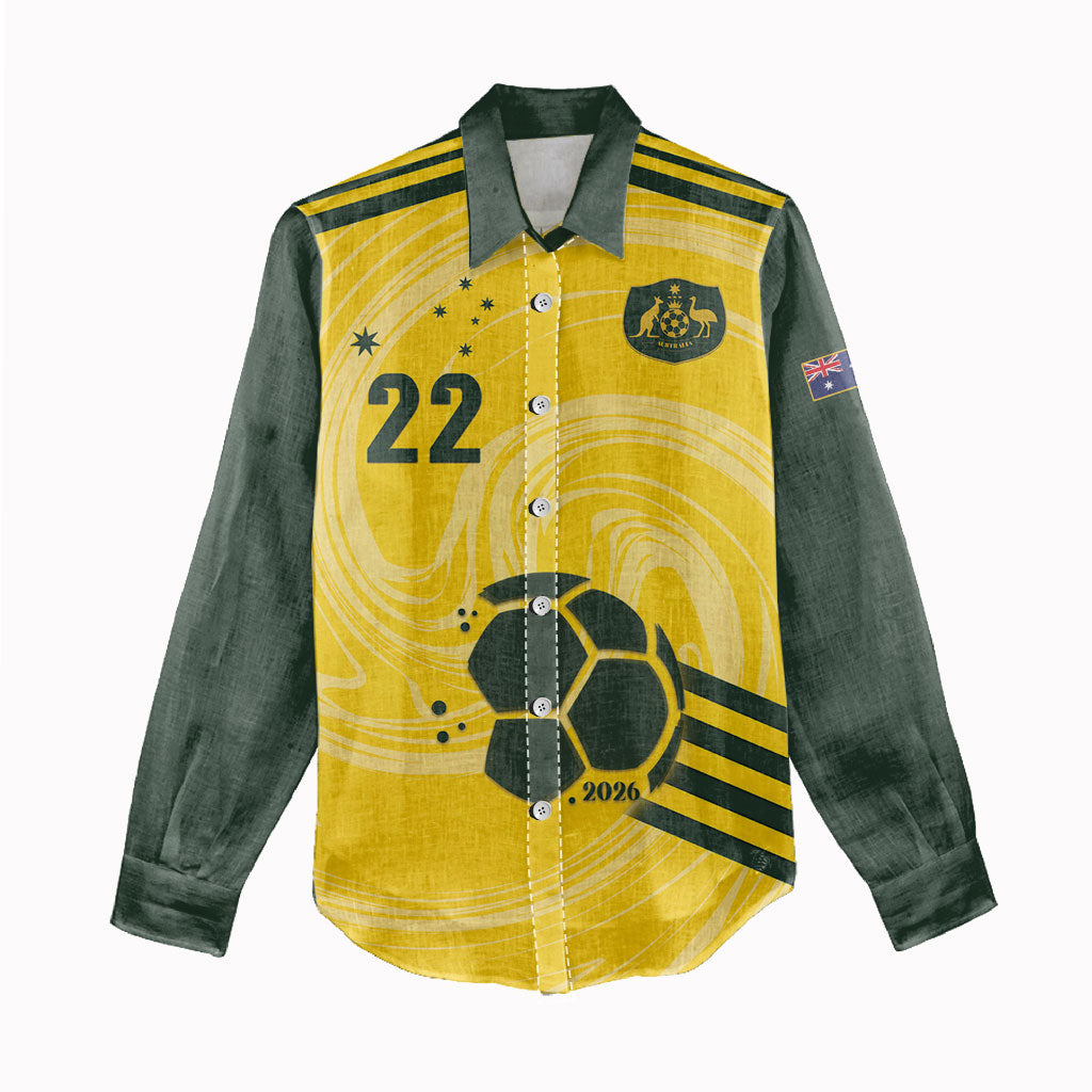 Australia Socceroos 2026 Custom Women Casual Shirt Golden Sporty Style
