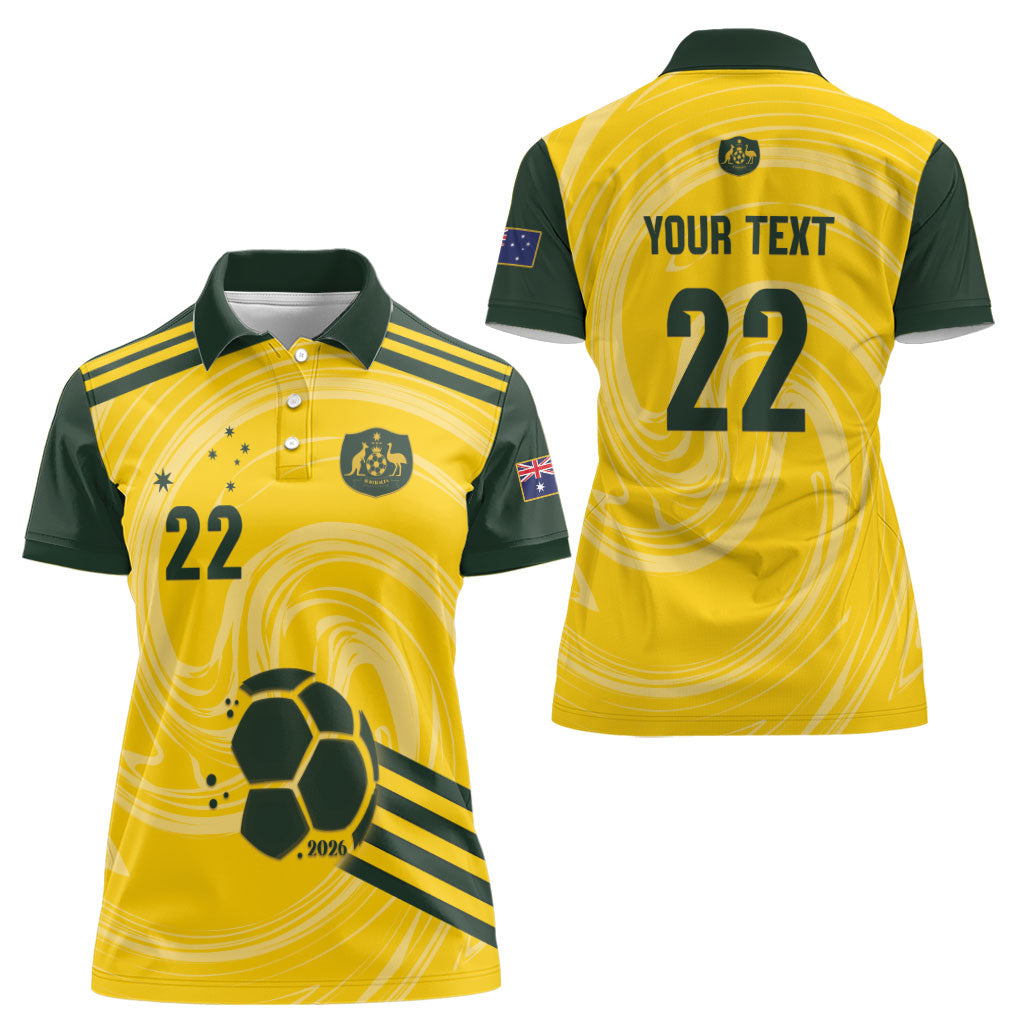 Australia Socceroos 2026 Custom Women Polo Shirt Golden Sporty Style
