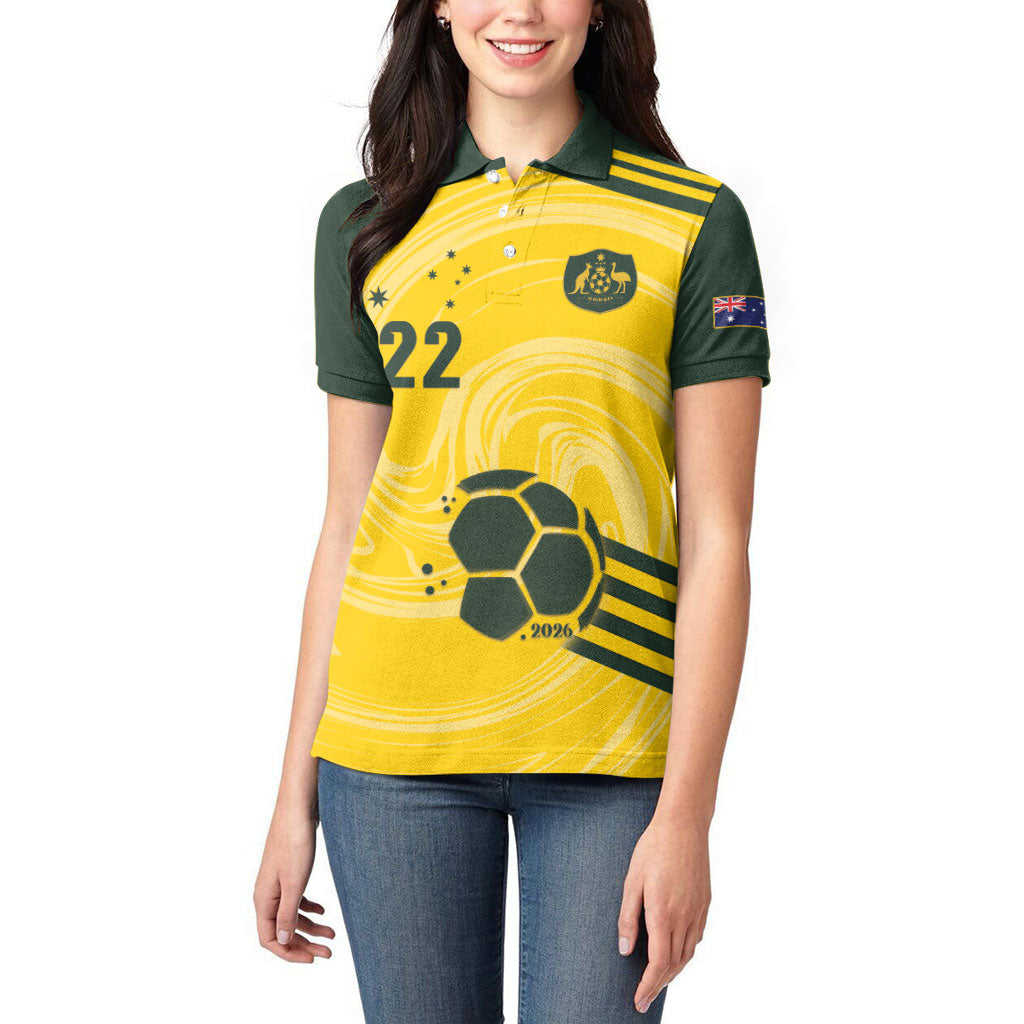 Australia Socceroos 2026 Custom Women Polo Shirt Golden Sporty Style
