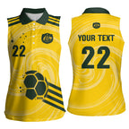 Australia Socceroos 2026 Custom Women Sleeveless Polo Shirt Golden Sporty Style