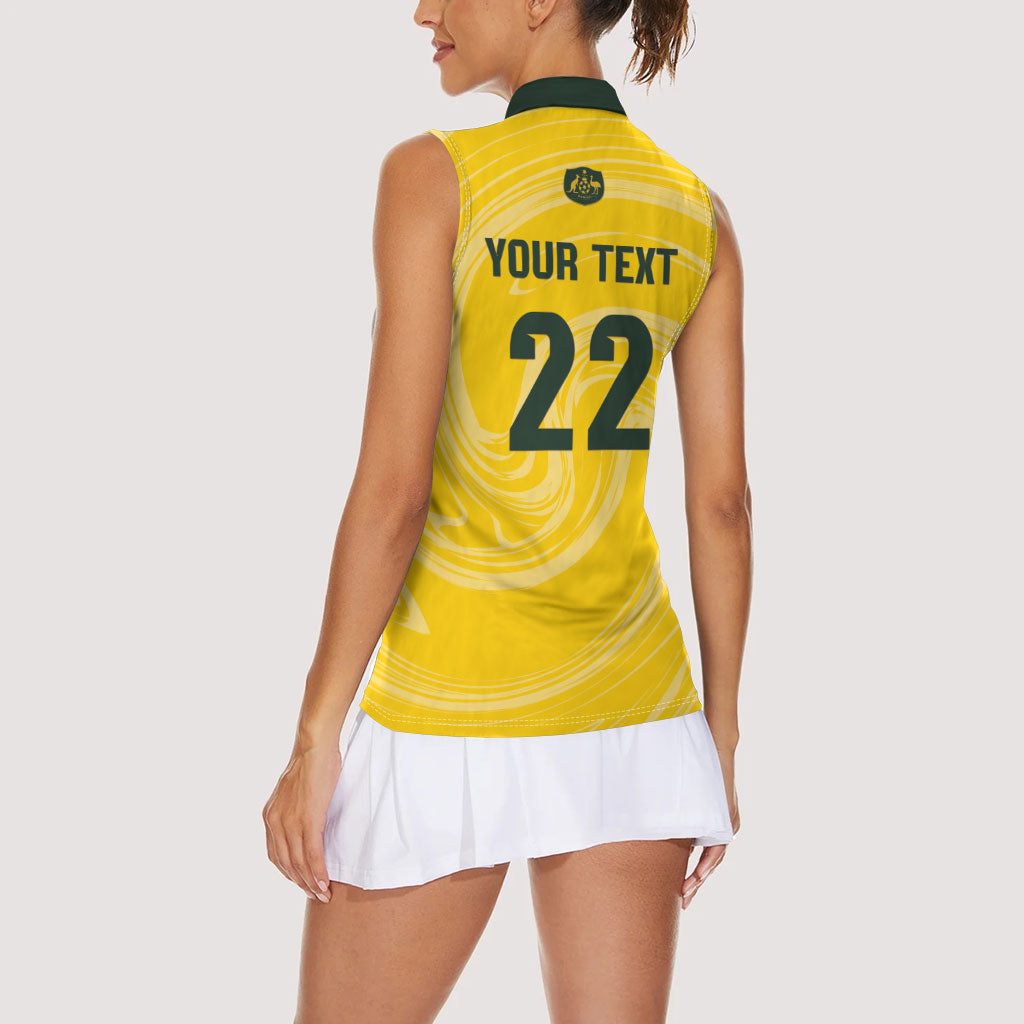 Australia Socceroos 2026 Custom Women Sleeveless Polo Shirt Golden Sporty Style