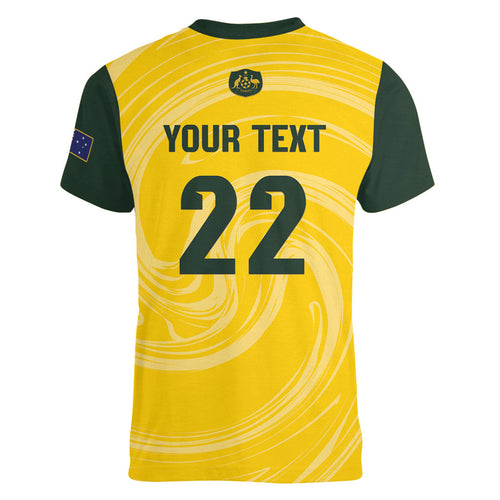 Australia Socceroos 2026 Custom Women V-Neck T-Shirt Golden Sporty Style