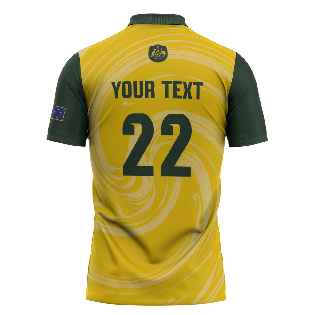 Australia Socceroos 2026 Custom Zipper Polo Shirt Golden Sporty Style