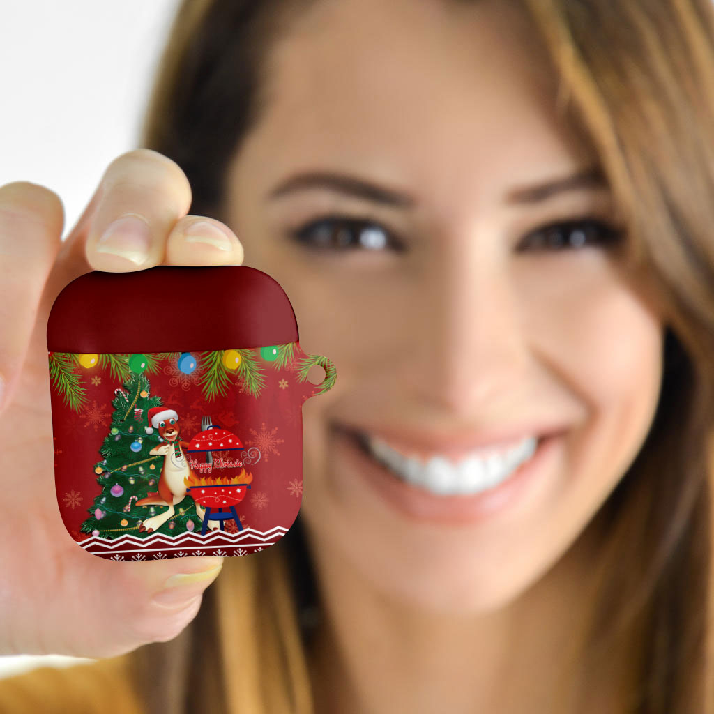 Australia Christmas In July AirPods Case Happy Chrissie Kangaroo Barbie
